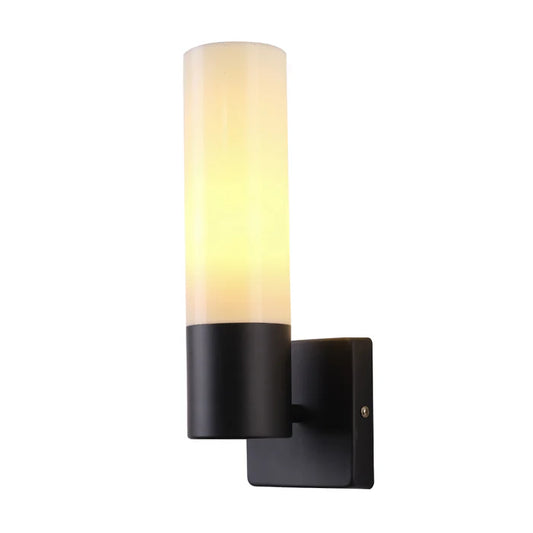 Black Modern Wall Lamp with Frosted Glass Cylinder (PL 1120-01-BK)