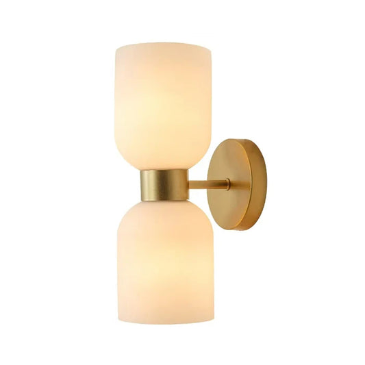 Twin Frosted Cylinders on Gold Round Base (PL 1121-02-GO)