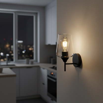 Straight Arm Black/Gold Wall Light (PL 1125-RD-01-)