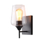 Straight Gold/Black Wall Light with Cylinder Glass Shade