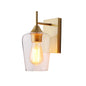 Straight Gold/Black Wall Light with Cylinder Glass Shade
