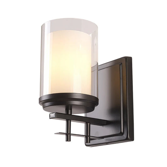 Matte Black Frame with Frosted Glass Cylinder (PL 1126-01-BK)