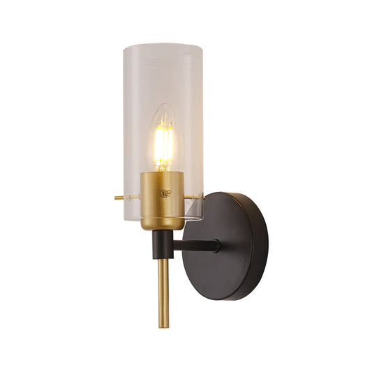 Golden Accent Fixture with Clear Glass & Black Base (PL 1127-01-BK)