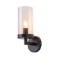 Black Clear Glass Cylinder Wall Fixture (PL 1128-01-BK)