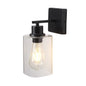 Straight Black Wall Light with Square Glass Shade