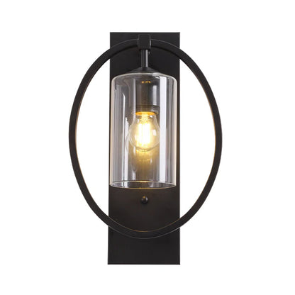 Black Cylindrical Glass Wall Fixture (PL 1134-01-BK)