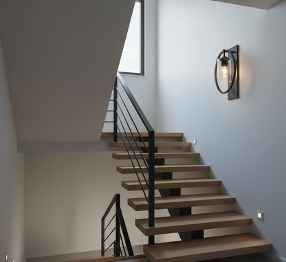 Black Cylindrical Glass Wall Fixture (PL 1134-01-BK)