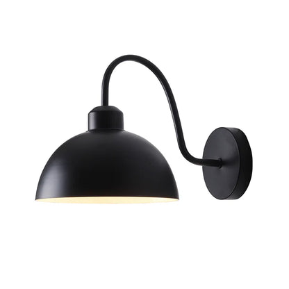 Curved Black Wall Light with Dome Shade (PL 1137-01-BK)