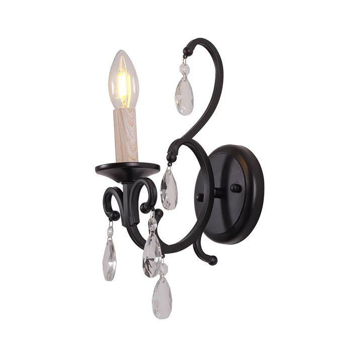 Vintage Crystal Accent Wall Light (PL 1138-01-BK)