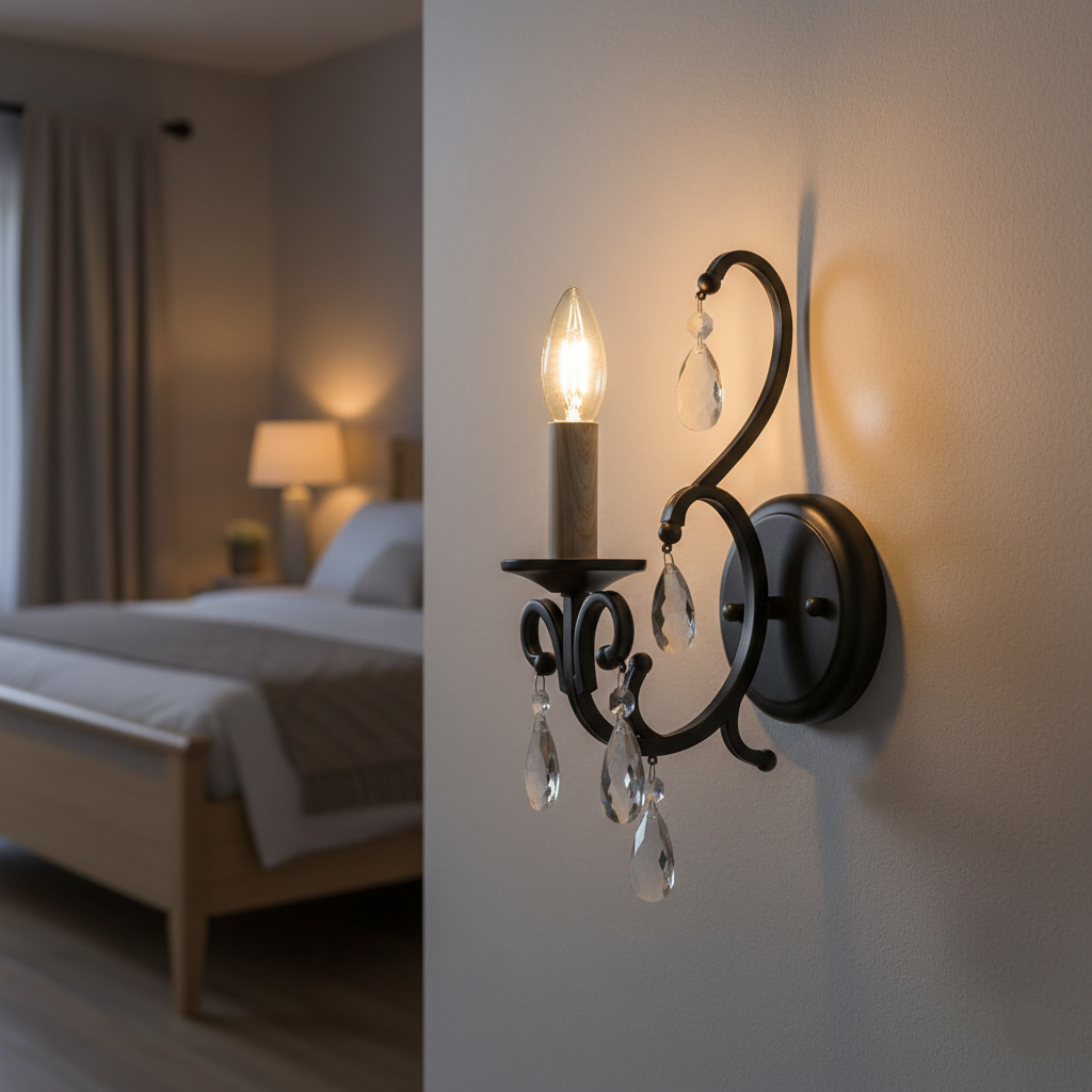 Vintage Crystal Accent Wall Light (PL 1138-01-BK)