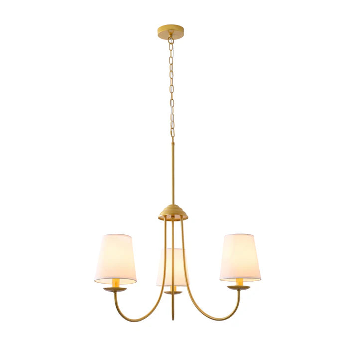 Golden Chandelier Lamp with Fabric Shades – 3XE14 (PL 1144-03-GO)