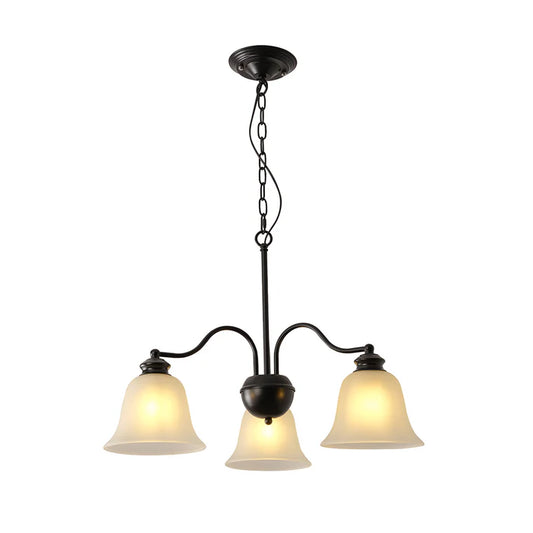 Black Chandelier – 3XE27 with Frosted Glass Shades (PL 1145-03-BK)