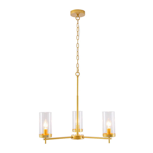 Golden 3-Light Pendant Lamp with Clear Glass Shades (E14) (PL 1148-03-GO)