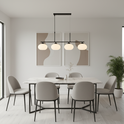Black and White 4-Light Linear Pendant (PL 1151-04-BK)