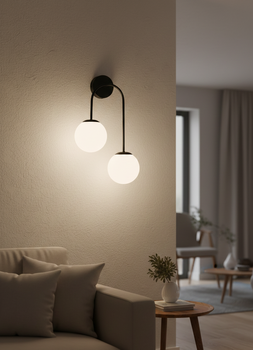 Tronic Modern Wall Lamp - Black & White (PL 1165-W1-BK)