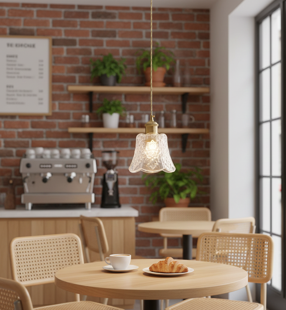 Vintage Floral Crystal Pendant Light 1*E27 (PL 2024-13-GL-CL)