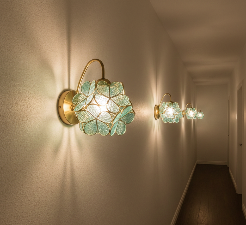 Blossom Luxe Gold & Aqua Wall Light (PL 2501-GL-BL)