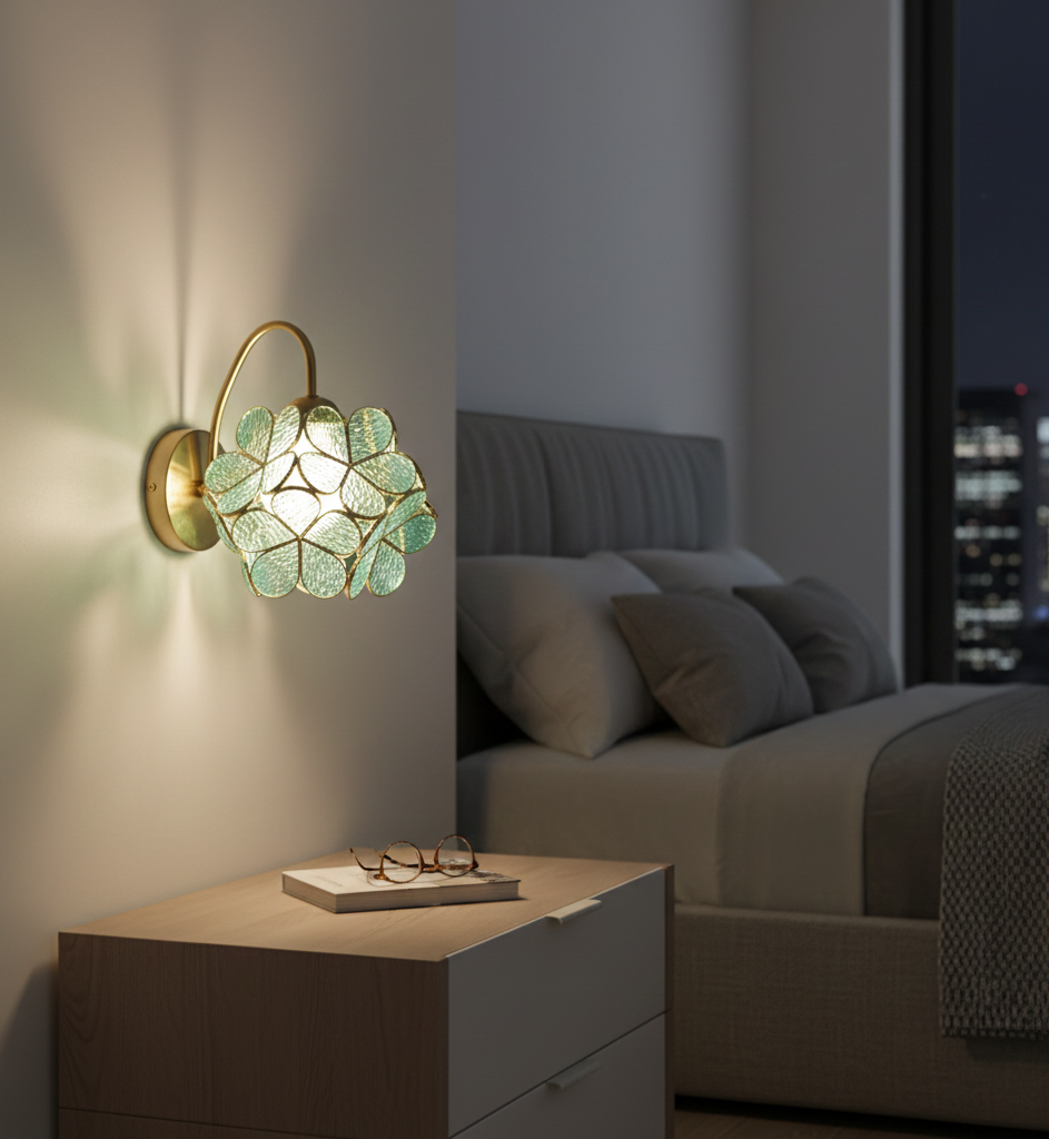 Blossom Luxe Gold & Aqua Wall Light (PL 2501-GL-BL)