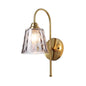 Modern Diamond-Cut Glass Wall Light with Brass Finish