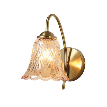 Classic Curved Arm Wall Light with Amber Glass (PL 2503-GL-AB)