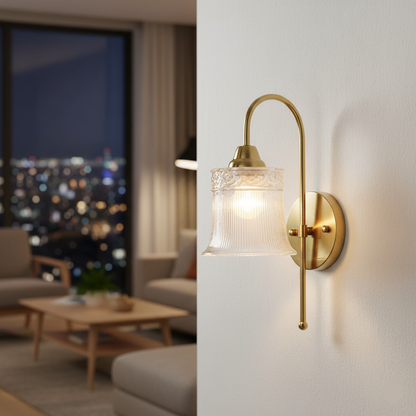 Vintage Embossed Glass Wall Light (PL 2504-GL-CL)