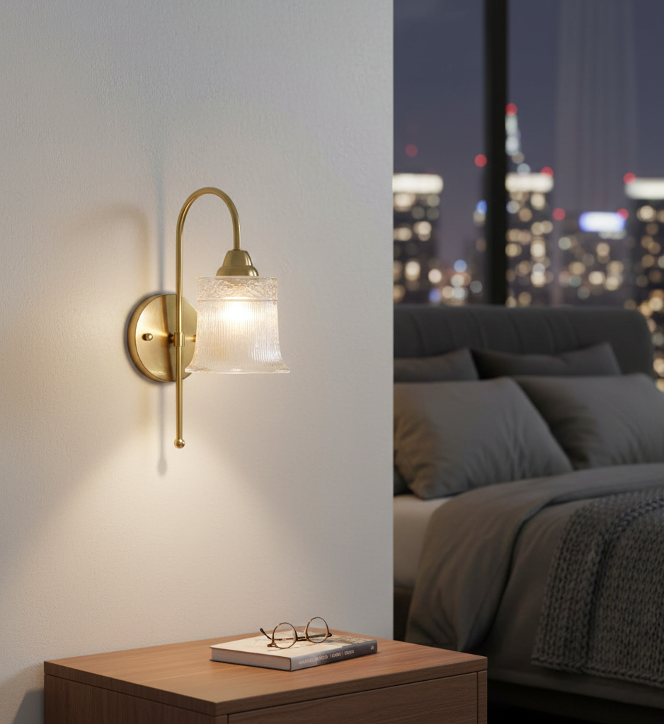 Vintage Embossed Glass Wall Light (PL 2504-GL-CL)