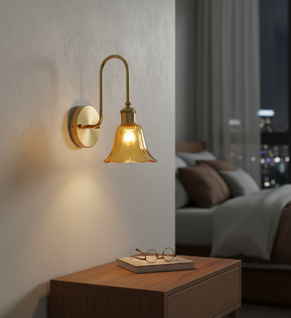 Vintage Amber Glass Wall Light (PL 2505-GL-AB)