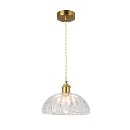 Vintage Ribbed Glass Pendant Light (PL 2508-GL-CL)