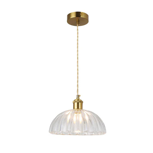 Vintage Ribbed Glass Pendant Light PL 2508-GL-CL
