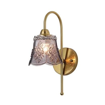 Antique Floral Embossed Glass Wall Light (PL 2510-GL-GY)