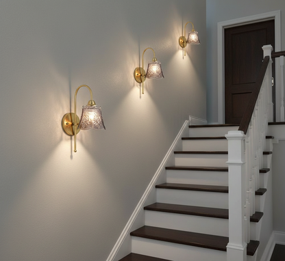 Antique Floral Embossed Glass Wall Light (PL 2510-GL-GY)