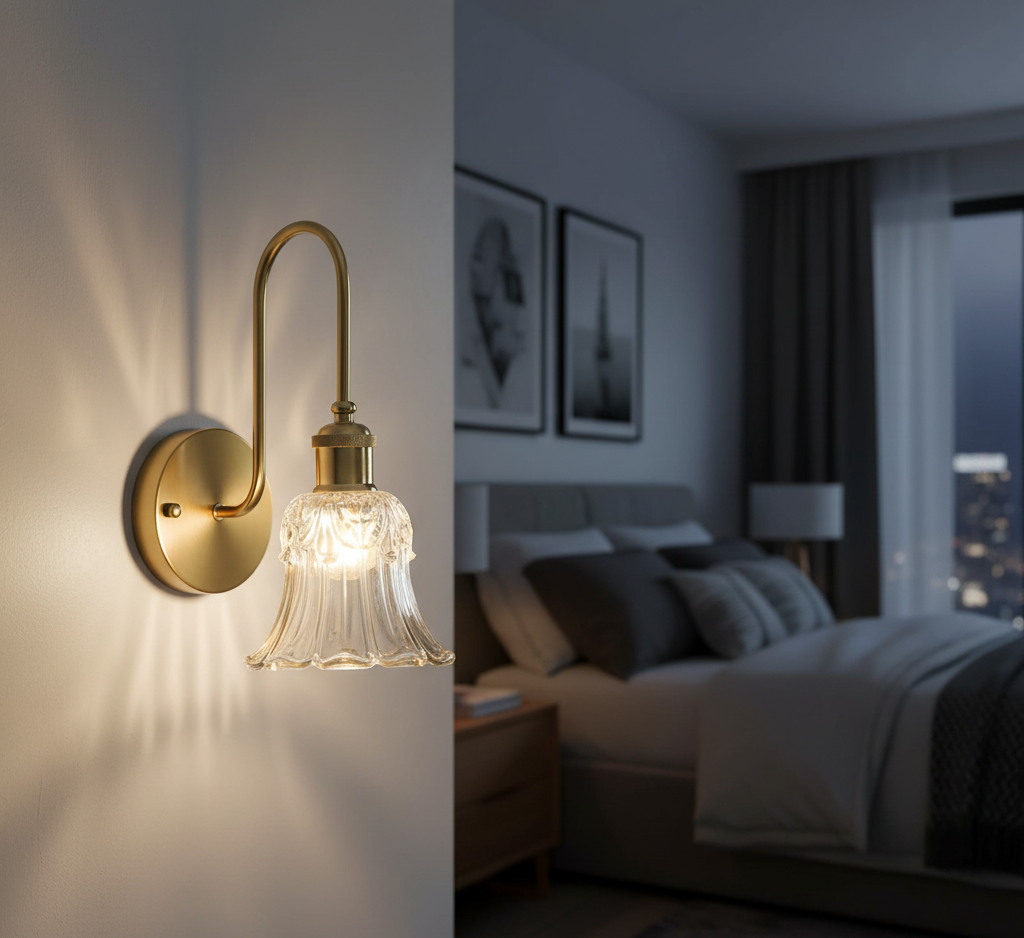 Vintage Crystal Glass Wall Light (PL 2516-GL-AB)