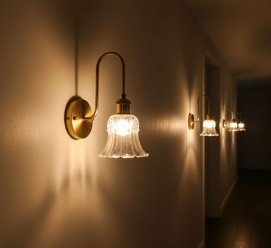 Vintage Crystal Glass Wall Light (PL 2516-GL-AB)