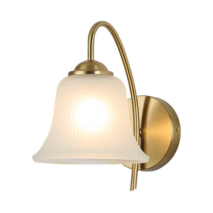 Decorative Frosted Glass Bell Wall Light with Gold Arm (PL 2529-GL-WH)