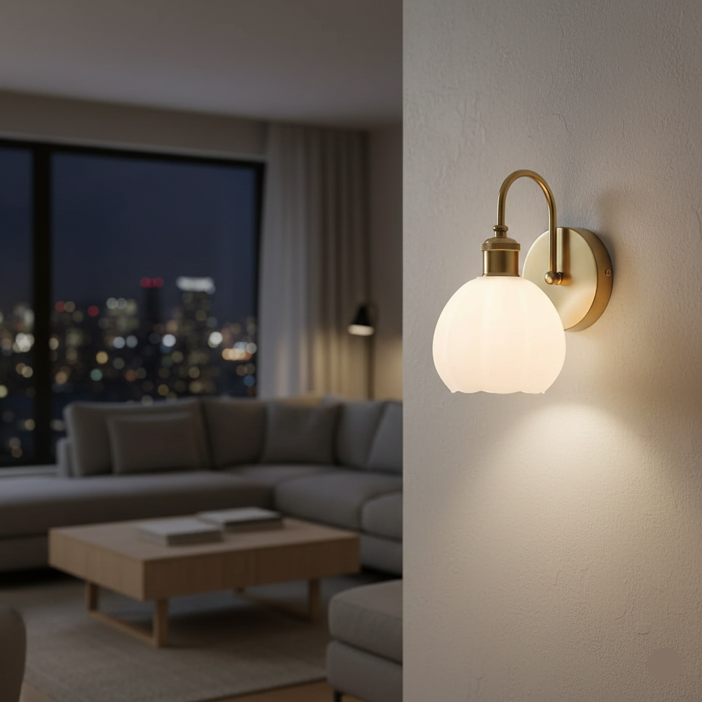 Vintage Tulip Frosted Globe Wall Light (PL 2524-GL-WH)