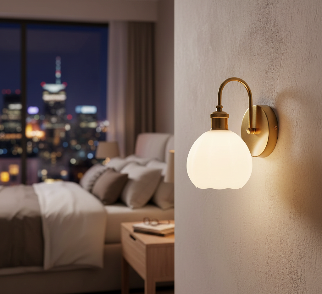 Vintage Tulip Frosted Globe Wall Light (PL 2524-GL-WH)