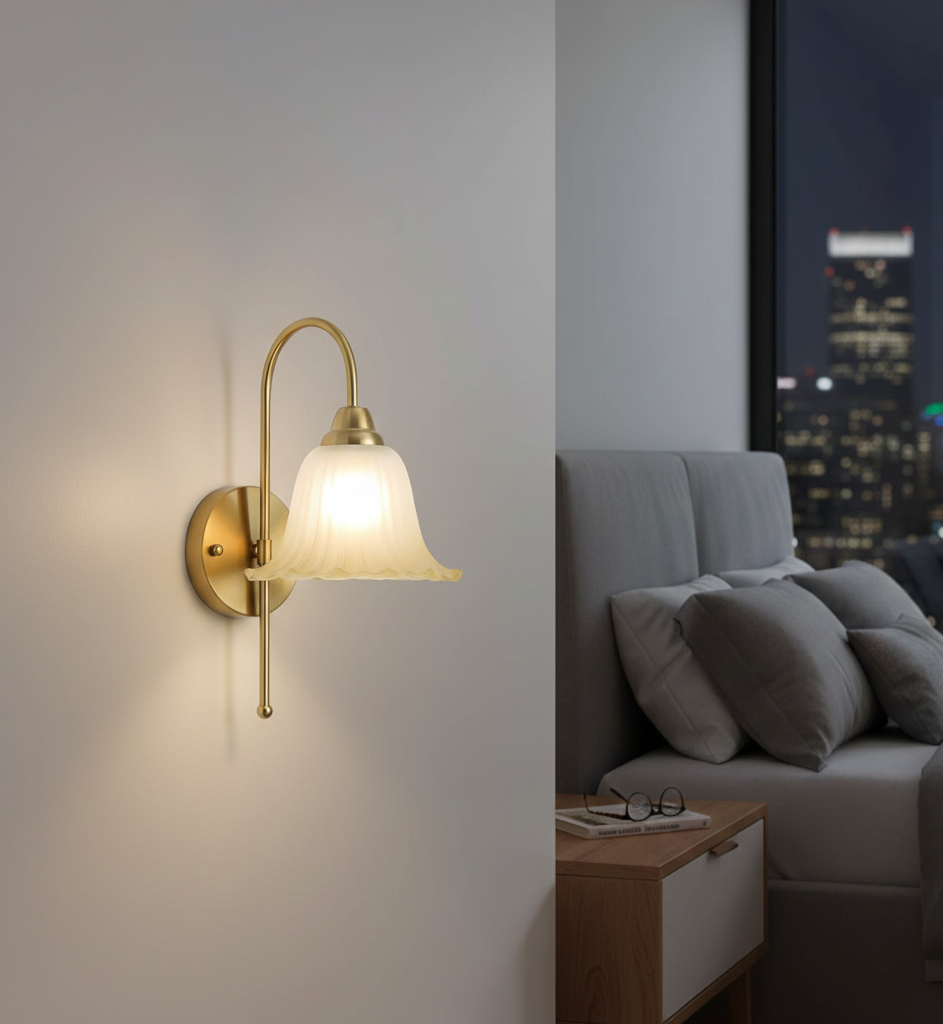 Vintage Flared Skirt Glass Wall Light (PL 2527-GL-WH)