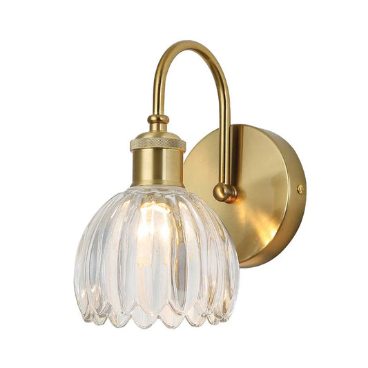 Crystal Dome Ribbed Glass Wall Light PL 2532-GL-CL