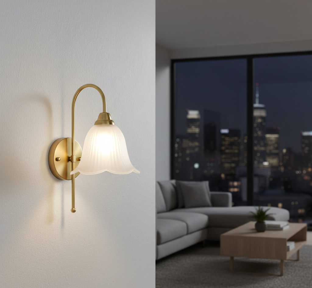 Crystal Petal Glass Wall Light (PL 2534-GL-CL)