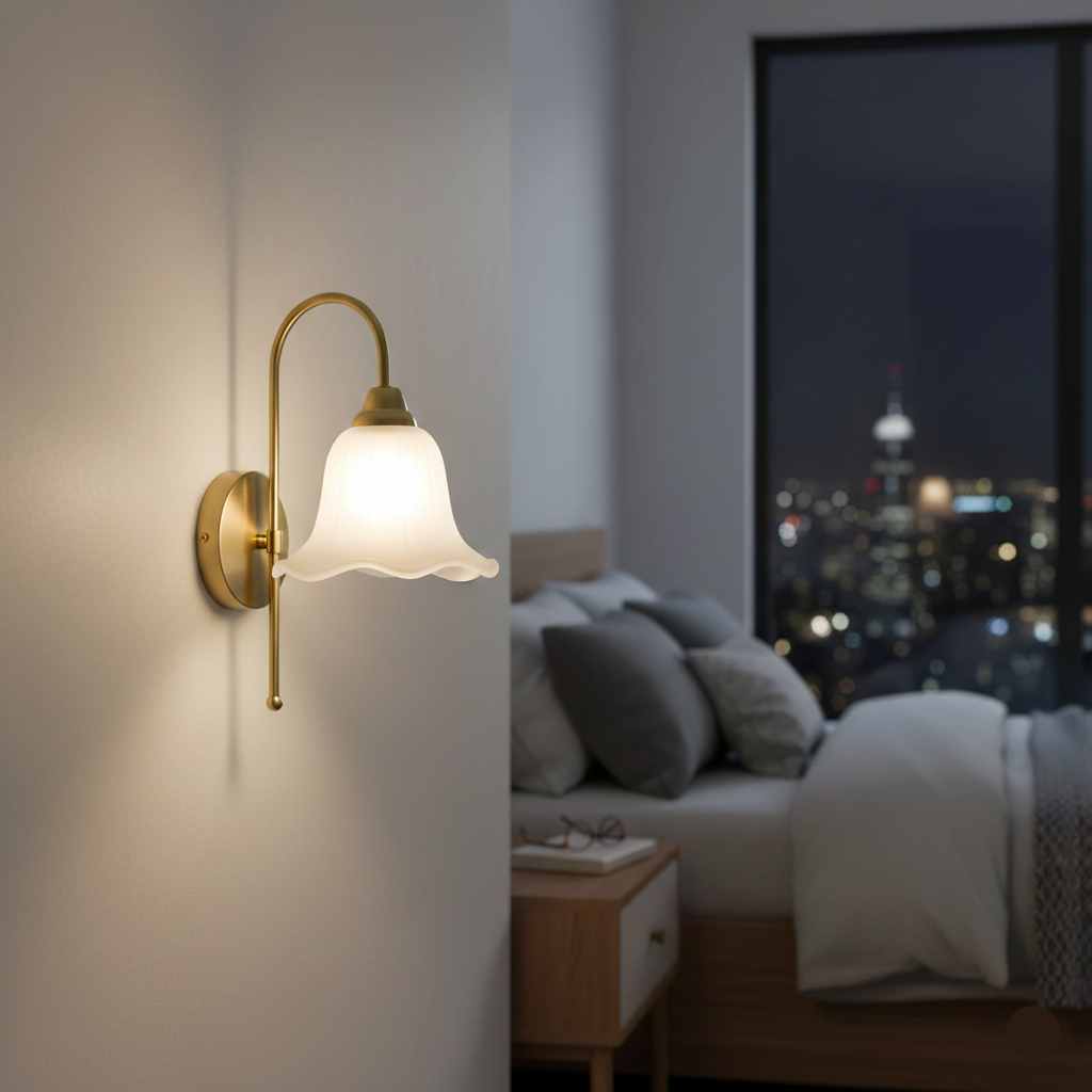 Classic Cone Frosted Glass Wall Light (PL 2535-GL-CL)