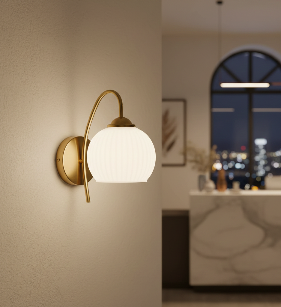 Textured Frosted Globe Wall Light (PL 2537-GL-WH)
