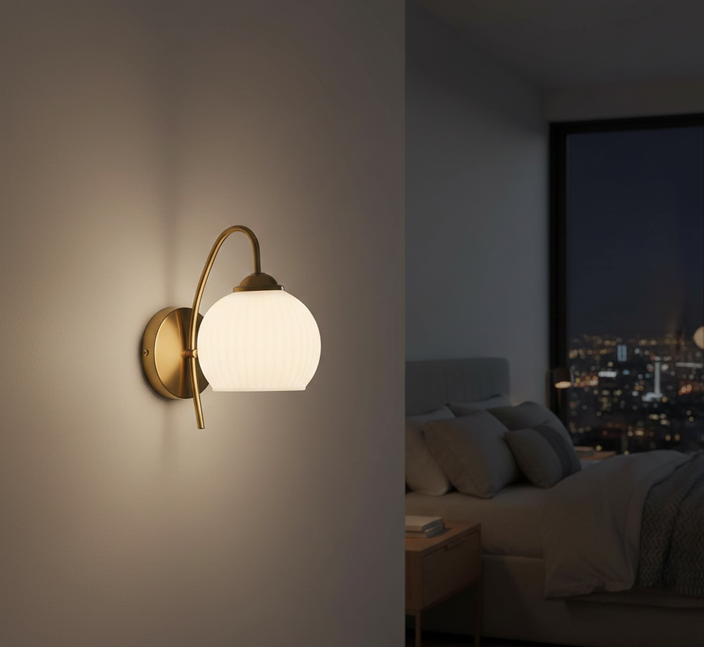 Textured Frosted Globe Wall Light (PL 2537-GL-WH)