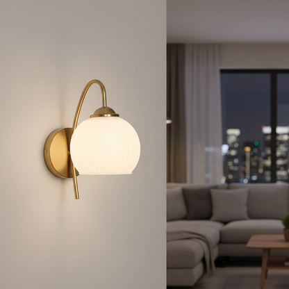 Textured Frosted Globe Wall Light (PL 2537-GL-WH)