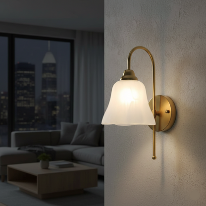 Curved Bell Frosted Wall Light (PL 2540-GL-WH)