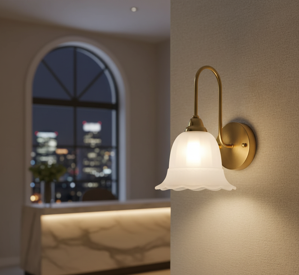 Victorian Fluted Frosted Glass Wall Light (PL 2541-GL-WH)