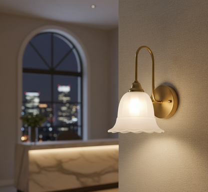 Victorian Fluted Frosted Glass Wall Light (PL 2541-GL-WH)