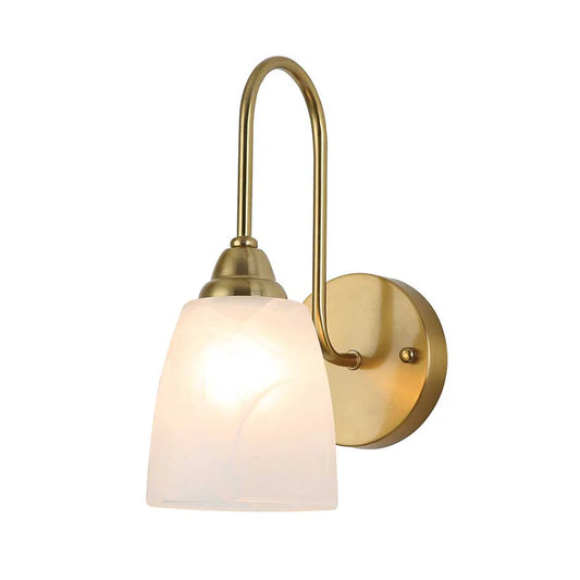 Modern Frosted Glass Wall Light with Brass Arm PL 2543-GL-WH