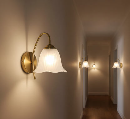 Vintage Tulip-Flare Frosted Wall Lamp (PL 2545-GL-WH)