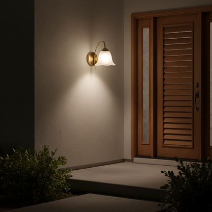 Vintage Tulip-Flare Frosted Wall Lamp (PL 2545-GL-WH)