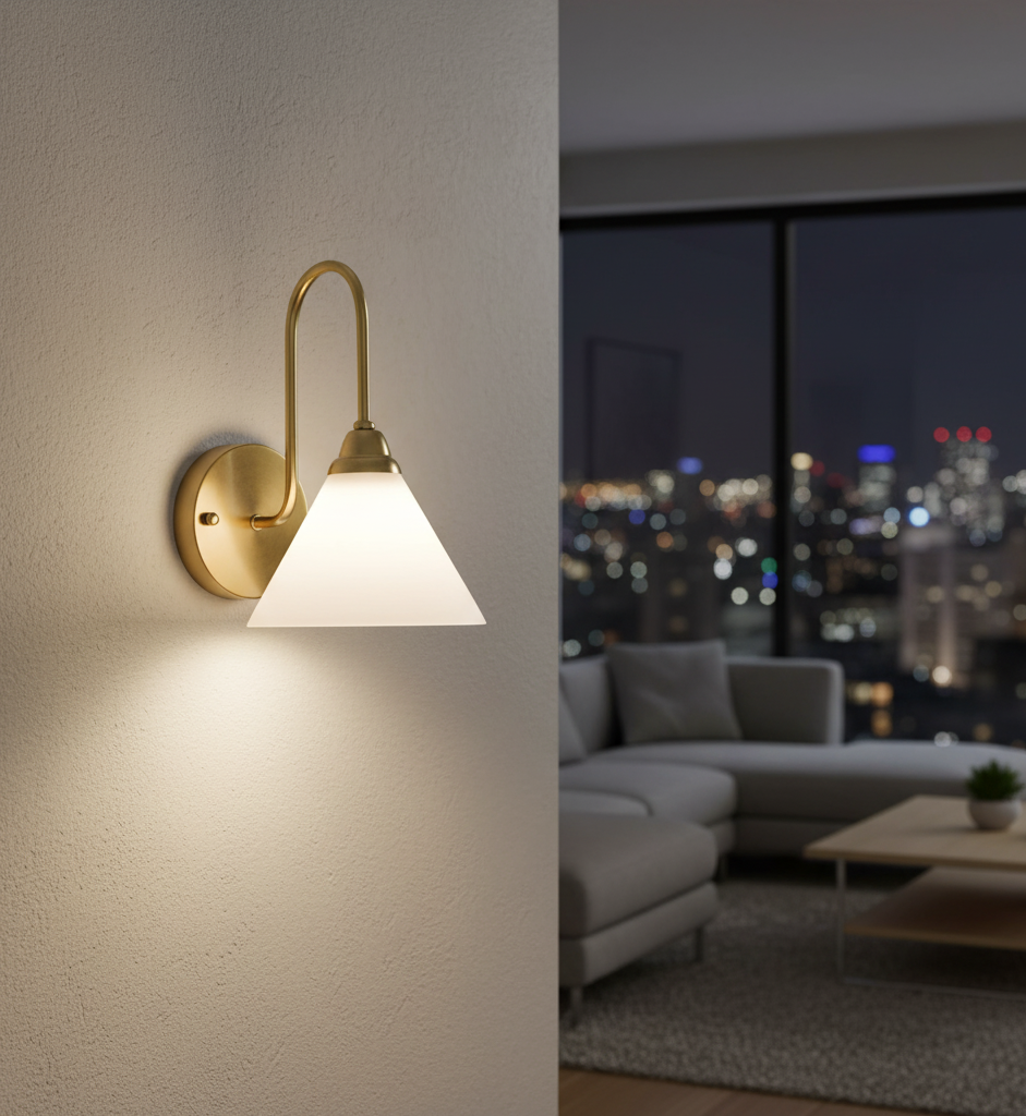 Cone-Shaped Frosted Glass Wall Lamp (PL 2546-GL-WH)